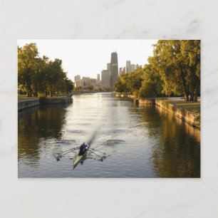 Chicago, Illinois, Rowers in Lincoln Park lagun Vykort