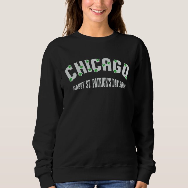 Chicago Illinois Shamrock Green Ireland St Patrick T Shirt (Framsida)