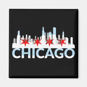 Chicago Illinois Silhouette 4 Stars Vintage resor Magnet