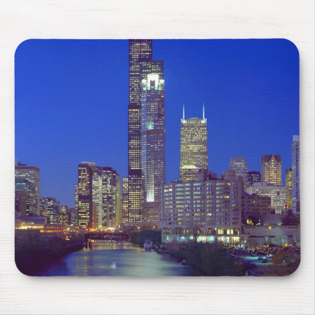 Chicago, Illinois, Silhuett på natten med Chicago Musmatta (Framsidan)