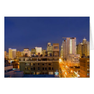 Chicago, Illinois, siluett fotograferad från West Hälsningskort