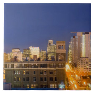 Chicago, Illinois, siluett fotograferad från West Kakelplatta