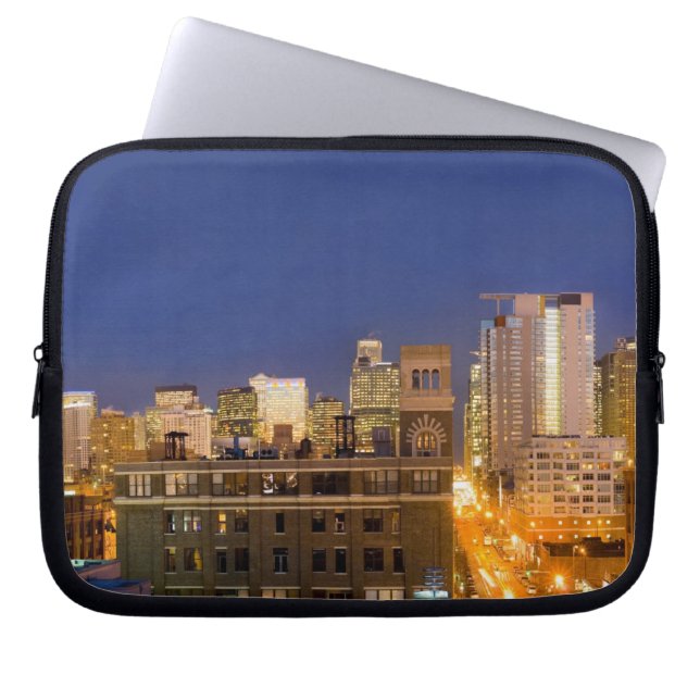 Chicago, Illinois, siluett fotograferad från West  Laptop Fodral (Framsidan)