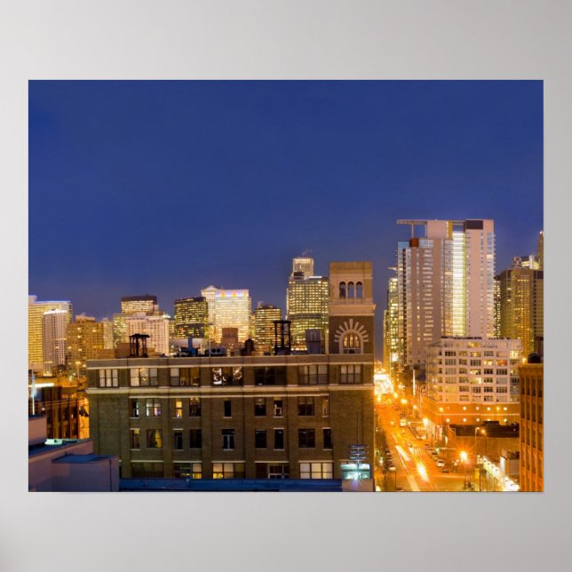 Chicago, Illinois, siluett fotograferad från West  Poster (Framsidan)