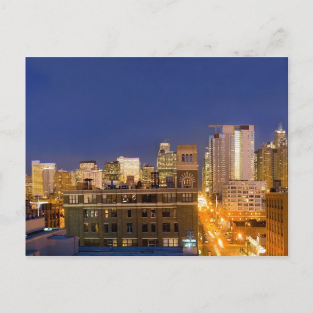 Chicago, Illinois, siluett fotograferad från West  Vykort (Framsida)