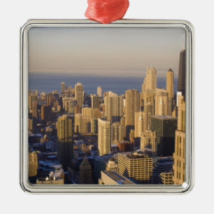 Chicago, Illinois, Siluett från Sears Tower Julgransprydnad Metall
