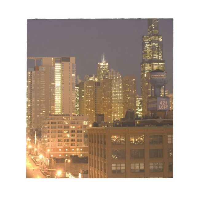 Chicago, Illinois, Siluett från West Loop vid Anteckningsblock (Framsida)