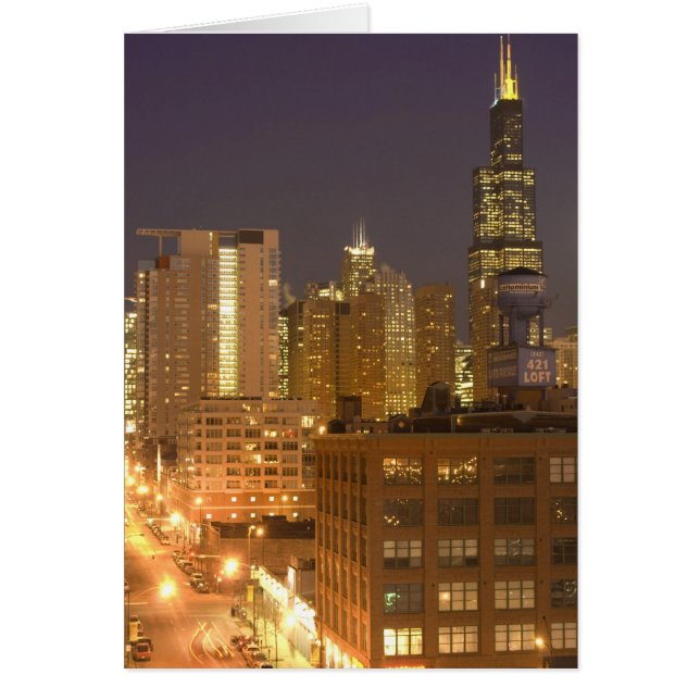 Chicago, Illinois, Siluett från West Loop vid Hälsningskort (Framsidan)