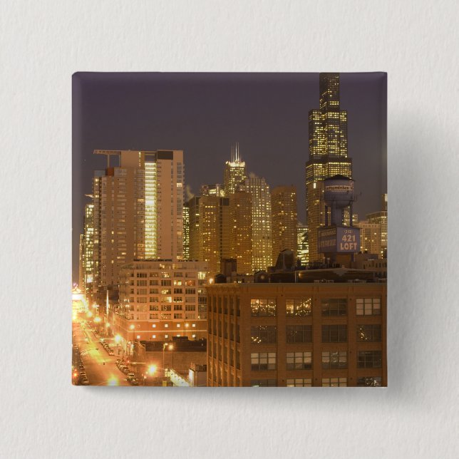 Chicago, Illinois, Siluett från West Loop vid Knapp (Framsida)