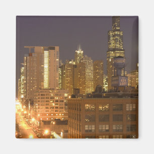 Chicago, Illinois, Siluett från West Loop vid Magnet