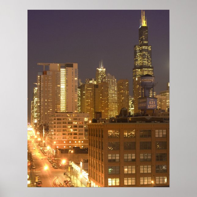 Chicago, Illinois, Siluett från West Loop vid Poster (Framsidan)