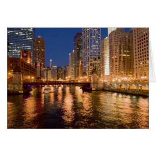 Chicago, Illinois, Siluett och Chicagofloden klock Hälsningskort