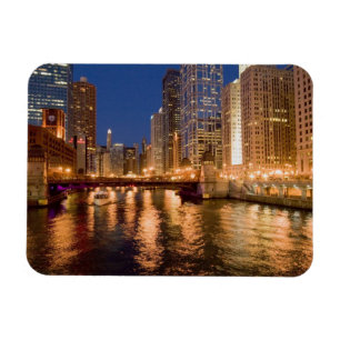 Chicago, Illinois, Siluett och Chicagofloden klock Magnet