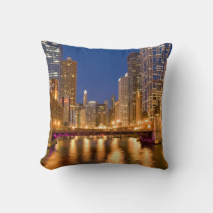 Chicago, Illinois, Siluett och Chicagofloden Kudde