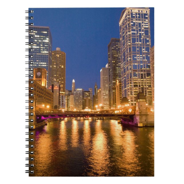 Chicago, Illinois, Siluett och Chicagofloden vid Anteckningsbok (Framsidan)