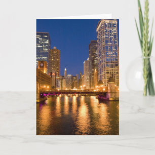 Chicago, Illinois, Siluett och Chicagofloden vid Kort