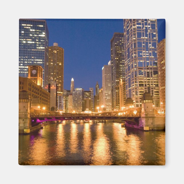 Chicago, Illinois, Siluett och Chicagofloden vid Magnet (Framsidan)