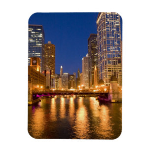 Chicago, Illinois, Siluett och Chicagofloden vid Magnet