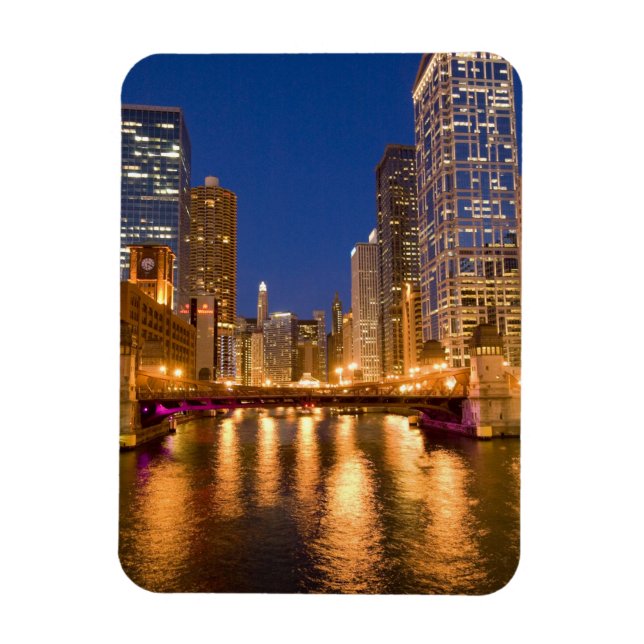 Chicago, Illinois, Siluett och Chicagofloden vid Magnet (Vertikal)