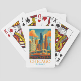 Chicago Illinois Siluett Vintage Konst Resa Casinokort