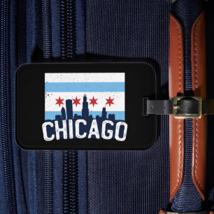 Chicago Illinois Skyline 4 Stars Vintage Bagagebricka