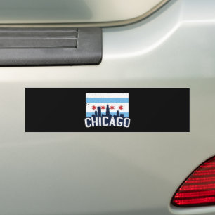 Chicago Illinois Skyline 4 Stars Vintage Bildekal