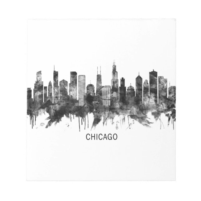 Chicago Illinois Skyline BW Anteckningsblock (Framsida)