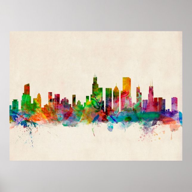 Chicago Illinois Skyline Cityscape Poster (Framsidan)