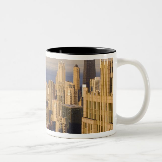 Chicago, Illinois, Skyline från Sears Torn Två-Tonad Mugg (Höger)