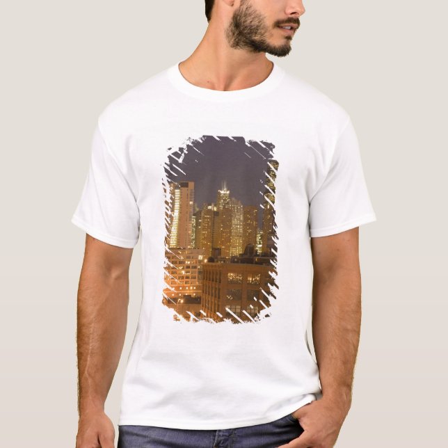 Chicago, Illinois, Skyline från Väster Loop på T Shirt (Framsida)