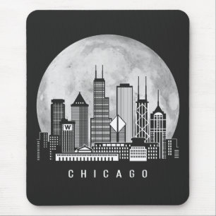 Chicago Illinois Skyline Full Moon Musmatta