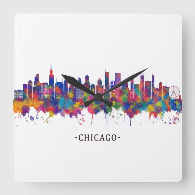 Chicago Illinois Skyline Fyrkantig Klocka (Framsida)