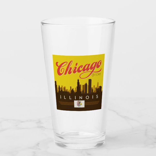 Chicago Illinois Skyline Glaskopp (Framsida)