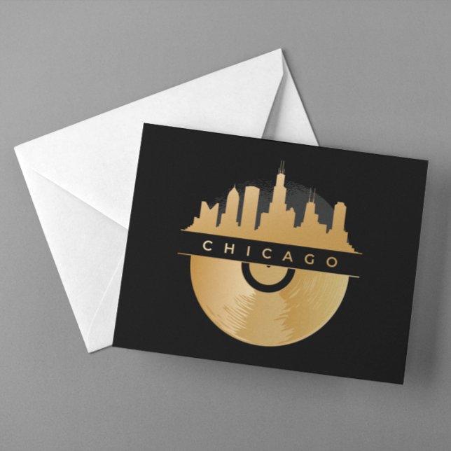 Chicago Illinois Skyline Golden Vinyl Chic Vykort (Chicago Illinois Skyline Golden Vinyl Chic Postcard)