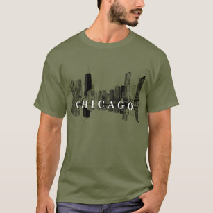Chicago, Illinois skyline i svart T Shirt