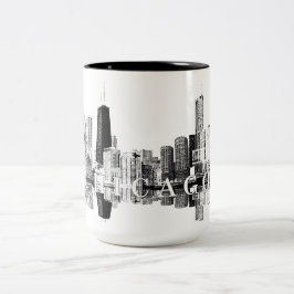 Chicago, Illinois skyline i svart Två-Tonad Mugg