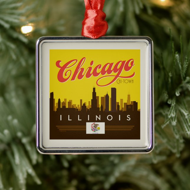 Chicago Illinois Skyline Julgransprydnad Metall (Träd)