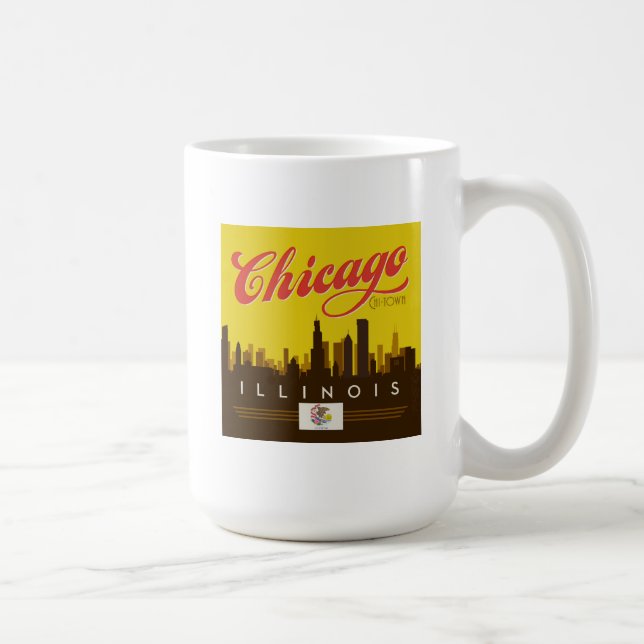 Chicago Illinois Skyline Kaffemugg (Höger)
