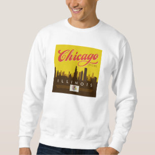 Chicago Illinois Skyline Lång Ärmad Tröja
