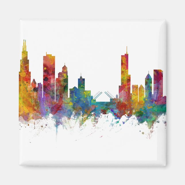 Chicago Illinois Skyline Magnet (Framsidan)