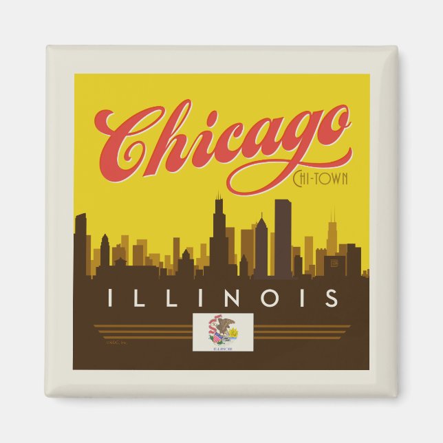 Chicago Illinois Skyline Magnet (Framsidan)