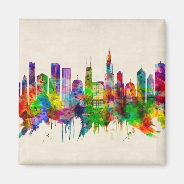 Chicago Illinois Skyline Magnet (Framsidan)