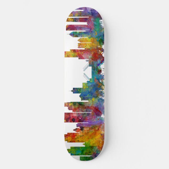 Chicago Illinois Skyline Mini Skateboard Bräda 18,5 Cm (Framsida)
