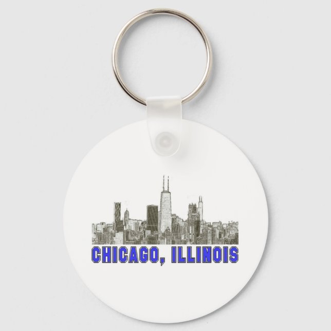 Chicago, Illinois Skyline Nyckelring (Framsida)