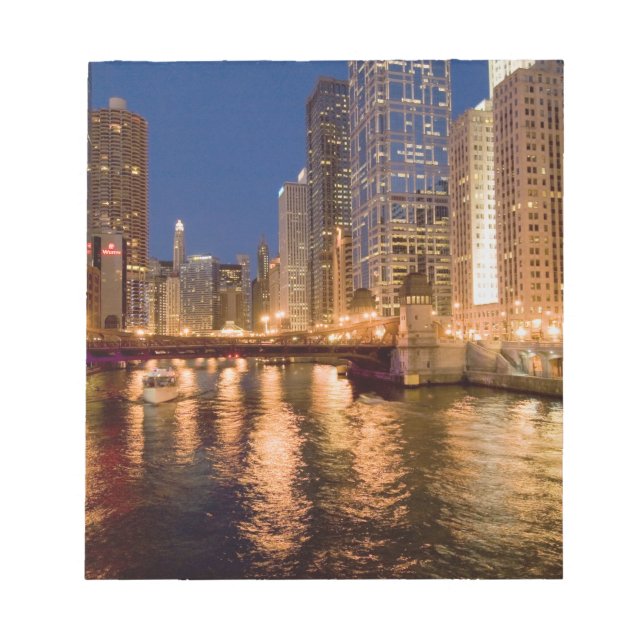Chicago, Illinois, Skyline och Chicago River på 2 Anteckningsblock (Framsida)