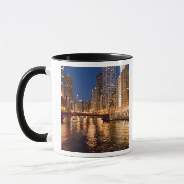 Chicago, Illinois, Skyline och Chicago River vid 2 Mugg (Vänster)