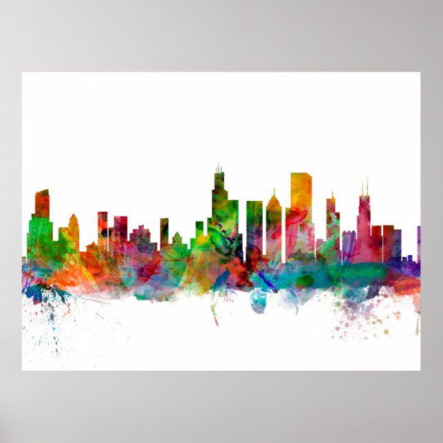 Chicago Illinois Skyline Poster (Framsidan)