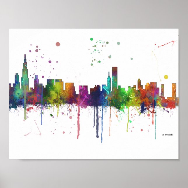 CHICAGO, ILLINOIS SKYLINE POSTER (Framsidan)