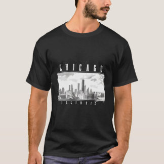 Chicago Illinois Skyline Pride Black White Chicago T Shirt