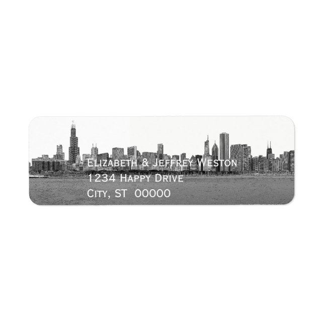 Chicago Illinois Skyline Returadress Etikett (Framsidan)